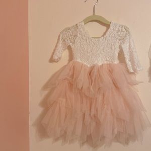 Ruffle pink and white dress